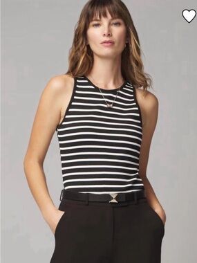 White House Black Market NWOT  FORME Black & White Striped Ribbed Tank